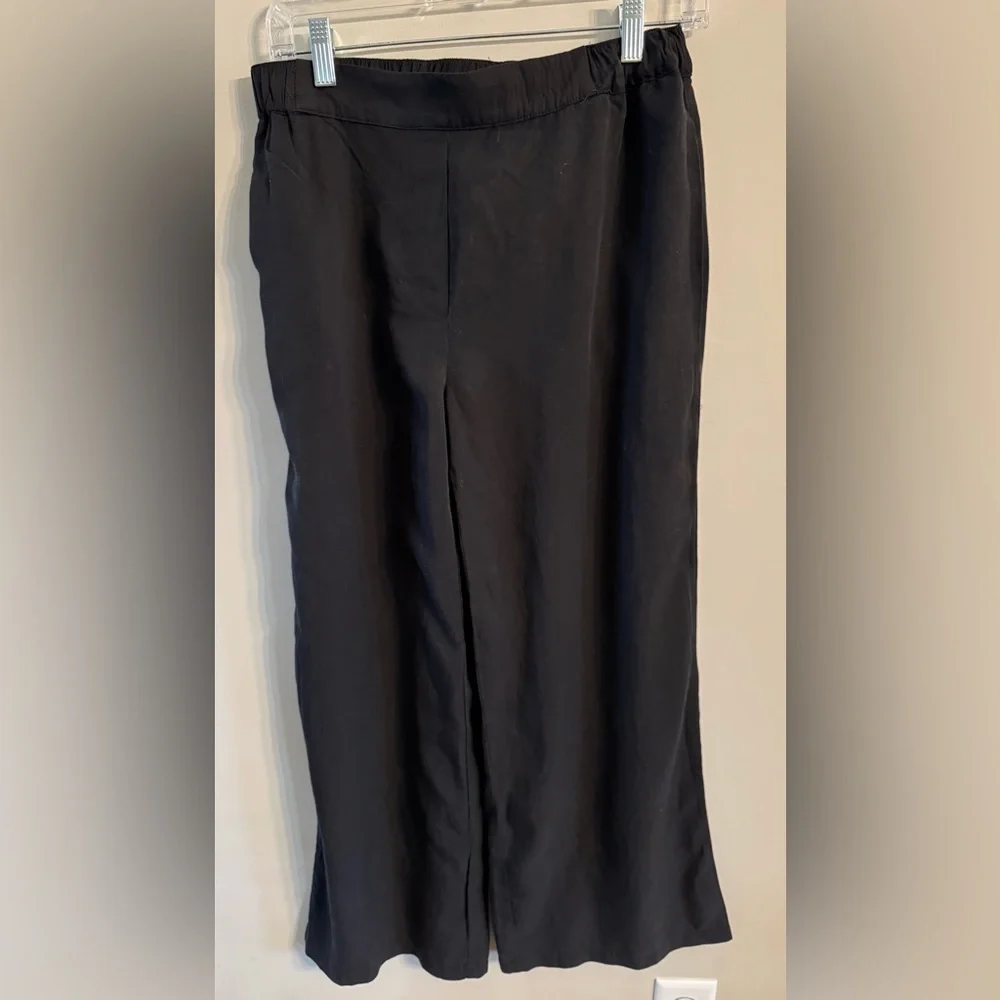 Philosophy Petite Wide‎ Leg Tencel Black Pants